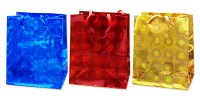пакет подарочный бумажный ГОЛОГРАФИЯ 11,1*13,7*6,2см (gold,red,blue,silver) (S)  Антелла