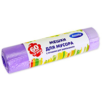 мешки для мусора 60л/10шт/HDPE/16мкм с ручками фиолетовый Антелла
