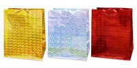 пакет подарочный бумажный ГОЛОГРАФИЯ 17,8*22,9*9,8см (gold,red,green) (M)  Антелла