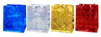 пакет подарочный бумажный ГОЛОГРАФИЯ 11,1*13,7*6,2см (gold,red,blue) (S)  Антелла
