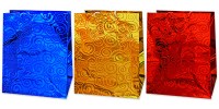 пакет подарочный бумажный СО СЛЮДОЙ 26*32,4*12,7см (GOLD,RED,BLUE) (L) Антелла